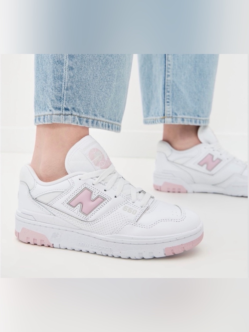 New Balance Women's White & Light Pink Low-Top Sneakers